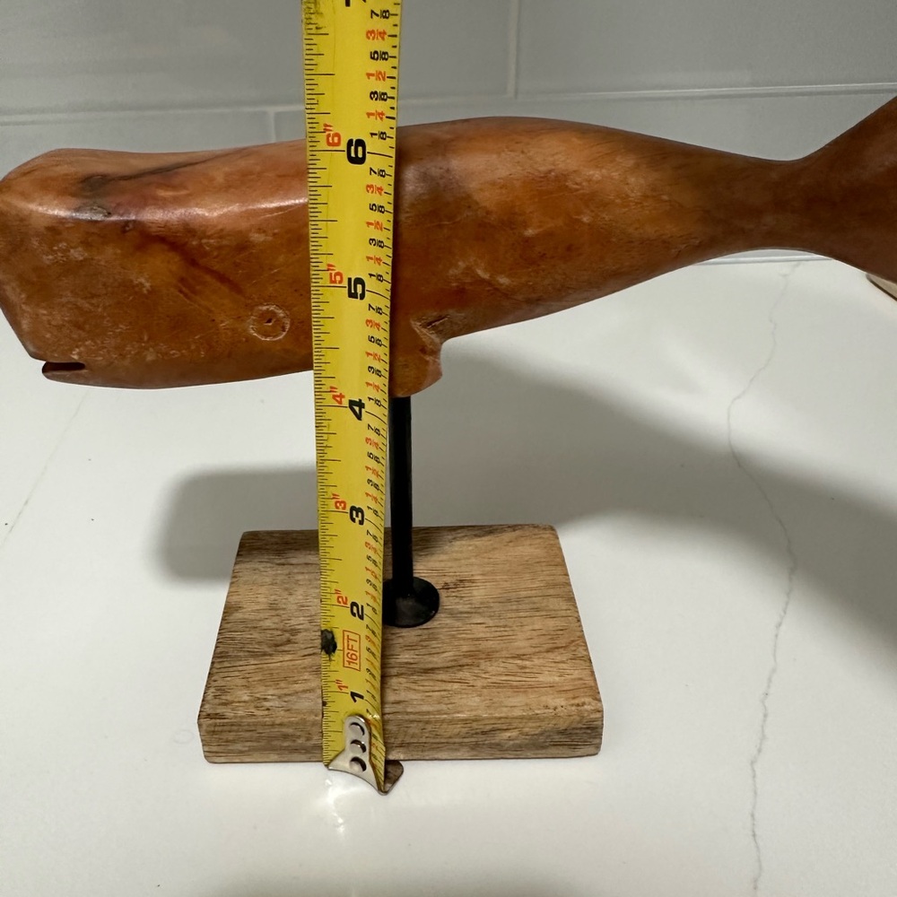 Vintage Hand Crafted Wood Marine Whale Figurine Wood Curved Whale Decor long - Picture 9 of 12